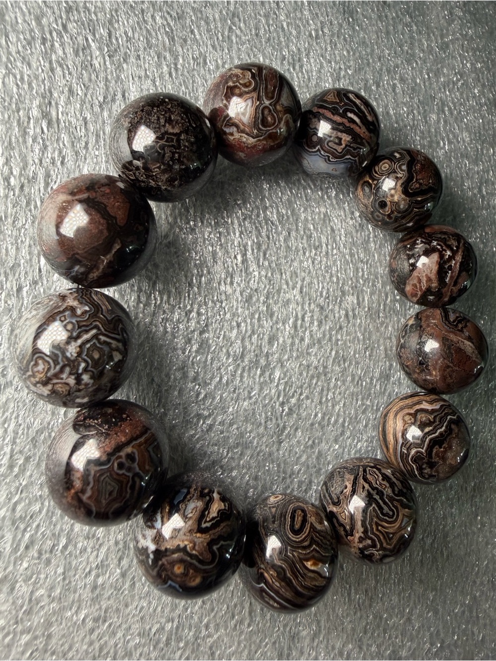 Show-Stopping 18MM Black Crazy Lace Agate Natural Crystal Bracelet